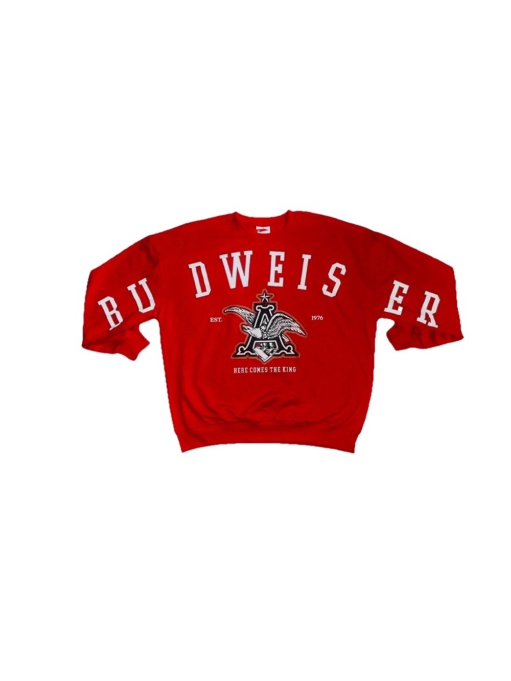 Budweiser Red Crewneck Sweatshirt with Eagle Graphic